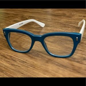 Teal & white eyeglasses